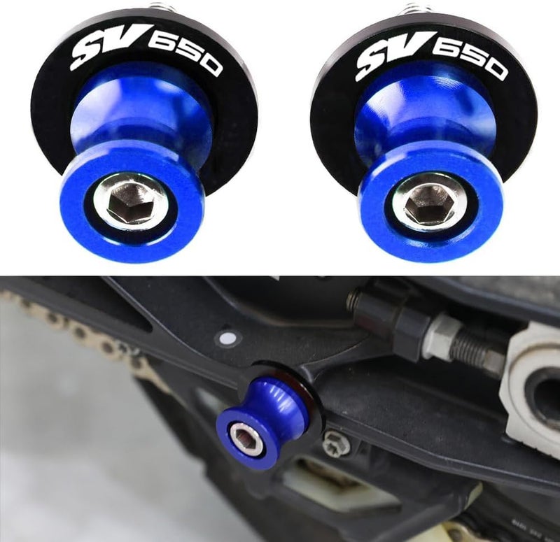 FREAXLL 2pcs M8*1.5 Motorcycle Swing Arm Sliders Spools Fit with S-uzuki SV650 SV 650 SV650X SV650S V-strom DL650 DL1000 (Blue) - Image 1
